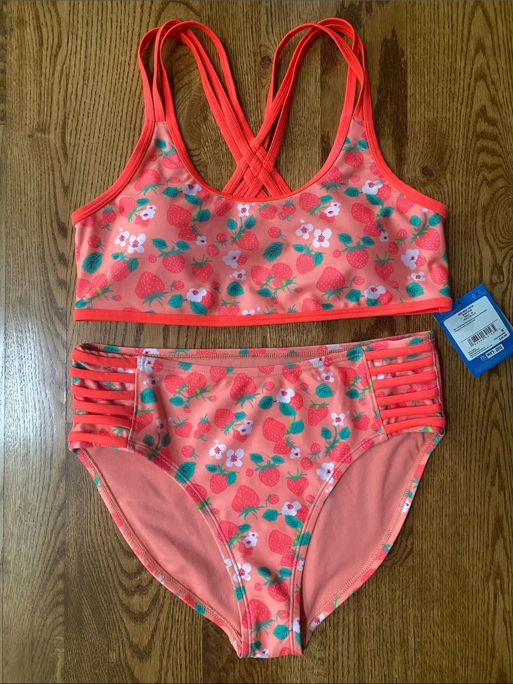 NWT DSG two piece strawberry bathing suit size XL swim top and bottom